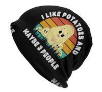 Confortable Slouch Beanie J'aime Les Pommes De Terre Et Peut-Être 3 Personnes Bonnet Décontracté Multifonctions Bonnet d'hiver Tricoté pour Le Patinage, La Course, Jogging