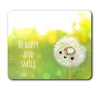 Confortable Tapis de Souris - Be Happy & Smile Fleur de Pissenlit 23,5 x 19,6 cm (9,3 x 7,7 Pouces) pour Les Ordinateurs et Ordinateurs Portables, de Bureau, Cadeaux, Base antidérapante - RM21192