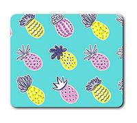 Confortable Tapis de Souris - Bleu Vif Funky Pineapples 23,5 x 19,6 cm (9,3 x 7,7 Pouces) pour Les Ordinateurs et Ordinateurs Portables, de Bureau, Cadeaux, Base antidérapante - RM2133