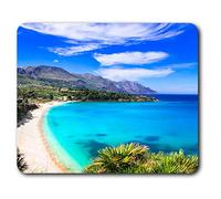 Confortable tapis de souris - Sicile Île Italie Plage Voyage vacances 23,5 x 19,6 cm (9,3 x 7,7 pouces) pour les ordinateurs et ordinateurs portables, de bureau, cadeaux, Base antidérapante - RM24189