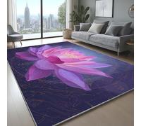 Confortable Tapis Fleurs De Dessin Animé De RêVe Lotus Polyester Doux Poil Ras Tapis pour Salon Chambre Couloir Chambre d'enfant et Bébé Rose Et Violet, 180x 270 cm