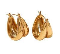 Confortable usure Boucles d'oreilles créoles plaqué or 18 carats Double U Décoration de bijoux en forme de double U pour femmes à la mode Usage quotidien Décontracté Boucles d'oreilles en forme de