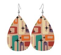 Confortables Boucle D'Oreille Art Moderne Du Milieu Du Xxe Siècle Boucles D'Oreille Pendantes Légères Boucle D'Oreille En Cuir Pour Fête Femmes Fête