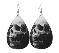 Confortables Boucle d'oreille en cuir Art gothique du crâne de la mort Boucles d'Oreille Pendantes Impression Boucle d'oreilles pendantes en cuir pour Filles Femmes Fête