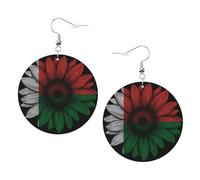 Confortables Boucle d'oreille en cuir Drapeau vintage de Madagascar avec tournesol Boucles d'Oreille Pendantes Tendance Boucle d'oreille pour Fête Decorations Filles