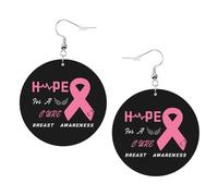 Confortables Boucle d'oreille Espoir pour une sensibilisation au cancer du sein Boucles d'Oreille Pendantes Légères Boucle d'oreille en cuir pour Filles Femmes Fête