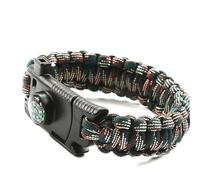 Confozen Bracelet de Survie Paracorde 5-en-1, Vert Armée, Nylon 7 Brins, Boussole, Sifflet, Allume-Feu, Randonnée