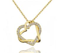 Confozen Collier Pendentif Cœur, Argent S925, Plaqué Platine, Zircon Incrusté, Chaîne Réglable 41 cm + 6 cm, Style Minimaliste Coréen, pour Femme