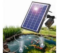 Confozen Pompe à Oxygène Solaire, 6W, 0,8L/Min, avec Panneau Solaire, Tube d'Oxygène, Pierre à Bulles d'air, Aérateur pour Bassin de Jardin