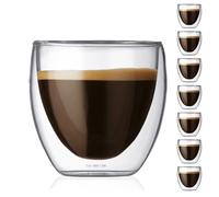 Confozen Set de 8 Tasses à Double Paroi en Verre, 80ml, Pour Café Expresso, Design Original
