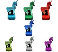 Confozen Veilleuse Licorne LED 3D, Lampe Illusion Optique 7 Couleurs avec Télécommande et Contrôle Tactile, Alimentation USB ou Piles, 25 x 9 x 9 cm