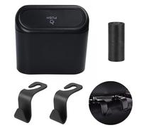 Confrontal-Poubelle Carrée En Abs Pour Voiture,Poubelle À Presser,Poubelle De Véhicule,Étui À Poussière,Boîte De Rangement,Accessoires Intérieurs Automatiques - Type Black-2 Hooks #B