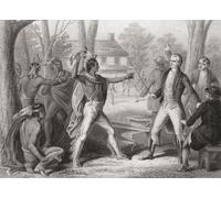 Confrontation entre Tecumseh et William Harrison en août 1810. Tecumseh exigeait que le traité de Fort Wayne de 1809 soit annulé. Le traité que Tecumseh n'a pas reconnu a donné aux colons de l'Indiana