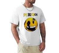 Confused Smile I'm Broken Invisible Illness I'm OK Broken T-Shirt Mens Unisex White Tees 3XL