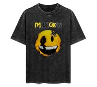 Confused Smile I'm Broken Invisible Illness I'm OK Broken Unisex T-Shirt Printed Tee Graphic Top Men Black Shirt L