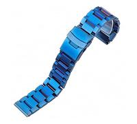 Cong Yi 18 20 22 24mm Bracelets Bracelet Femmes en Acier Inoxydable Brossé Montre-Bracelet Bracelet Bande Double Push Déploiement Fermoir(Blue_18mm)