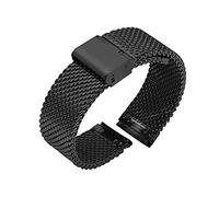 Cong Yi 18mm 20mm 22mm 24mm 50mm Milanaise Libération Quick Regarder Band Bande En acier inoxydable Bracelet Noir(Black,22mm)