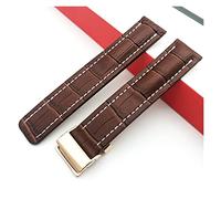 Cong Yi Bande De Montre Compatible With Breitling Superocéan Avenger Navitimer Véritable Cuir Véritable Homme Regarder Strap Regarde Accessoires Bracelet Bracelet(Brown-Rose Buckle2,24mm With LOGO)