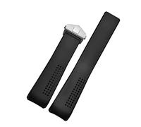Cong Yi Bracelet de montre compatible avec la chaîne CARRERA 20, 22 et 24 mm, bracelet en silicone TPU, accessoires, bracelet en caoutchouc(Black-Silver Clasp)