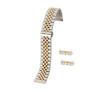 Cong Yi Bracelet De Montre En Acier Inoxydable Massif 19/20/21/22mm 12/13/14/16/17/18mm Plat Incurvé Fin Demi-cercle Lien Remplacement(Silver-RoseGold,22mm)