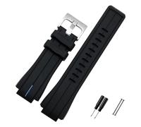 Cong Yi Bracelet De Montre En Caoutchouc De Grande Quantité Compatible Avec Timex WATCHT2N720 T2N721 TW2T76300 Noir Bracelet De Sport En Silicone Étanche 24 * 16mm(Blue line silver)