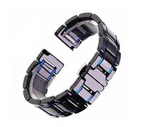 Cong Yi Bracelet De Montre En Céramique De Luxe For Hommes Et Femmes, 14 15 16 17 18 19 20 21 22 23 24 Mm, Blanc, Noir, Or Rose(Black and blue,15mm)
