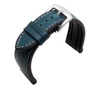 Cong Yi Bracelet De Montre En Cuir Vachette Avec Semelle Silicone, Compatible Les Séries Armani AR1969, 1970 Et 1971. Résistant À L'eau La Transpiration. Accessoire For Homme, 22 Mm(Blue-Steel)