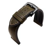 Cong Yi Bracelet De Montre En Cuir Vachette Avec Semelle Silicone, Compatible Les Séries Armani AR1969, 1970 Et 1971. Résistant À L'eau La Transpiration. Accessoire For Homme, 22 Mm(Army green-Black)