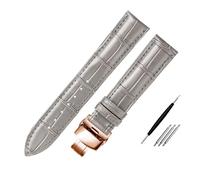 Cong Yi Bracelet De Montre En Cuir Véritable Gris 16mm 18mm 20mm 22mm 21mm Bracelet De Montre En Cuir De Vache Bracelet De Couleur Grise Montres-bracelets Souples Ceintures De Bande(Grey rose buckle,2
