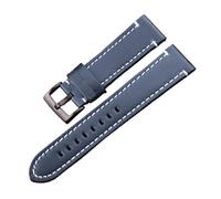 Cong Yi Bracelet De Montre En Cuir Véritable Manuel Hommes Épais 7 Couleurs 18mm 20mm 22mm 24mm Bracelets De Montre En Acier Inoxydable Boucle Accessoires(Blue Black Buckle,24mm)