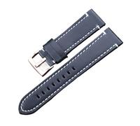 Cong Yi Bracelet De Montre En Cuir Véritable Manuel Hommes Épais 7 Couleurs 18mm 20mm 22mm 24mm Bracelets De Montre En Acier Inoxydable Boucle Accessoires(Blue Silver Buckle,22mm)