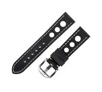 Cong Yi Bracelet De Montre En Cuir Véritable Trois Trous Bracelet De Montre Souple Respirant Avec Boucle Ceinture De Montre En Cuir De Vache 20mm 22mm Marron Vintage(Dark grey-silver,22mm)