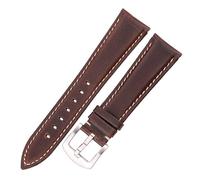 Cong Yi Bracelet De Montre En Peau De Vache À Cire D'huile Femmes Hommes Noir Marron Lisse Bracelet En Cuir Véritable 18 19 20 21 22 24mm Ceinture(Dark Brown,21mm)
