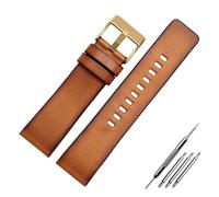 Cong Yi Bracelet En Cuir Véritable Compatible Avec Diesel DZ7406 DZ7408 DZ4476 DZ4343 De Montre Marron 22mm 24 26mm Bande Montres Rétro(Brown goldr buckle,26mm)