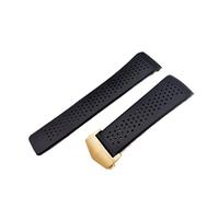 Cong Yi Compatible Avec Tag Heuer D'ACCESSOIRES Caoutchouc Hommes De Surveillance Compatible Avec Carrera Silicone 22 Bracelet De Montre 24mm(Black-Gold Clasp,22mm With Mark)
