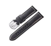 Cong Yi Crazy Horse - Bracelets De Montre En Cuir, 20mm, 22mm, 24mm, For Hommes, Ceinture En Cuir De Vache(Black-Silver Buckle,20mm)