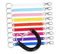 CONGARTENO 10 Pièces Lot de Porte Clés Spirale à Ressort Extensible Lanière Élastique Pratique pour Clés et Badges Bracelet Rétractable Sécurisé pour Usage Quotidien
