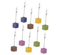 CONGARTENO 10 pièces Porte Cartes Bois Cube Base Stable Clips Mémo Bureau Porte Numéros Table Multifonction