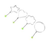 CONGARTENO 12 pièces Anneaux à Œufs Acier Inoxydable Moules pour Œufs Frits Réutilisables Résistance Chaleur Design Rond Cœur Étoile et Fleur Facile à Nettoyer