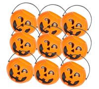 CONGARTENO 12 Pièces Lot de Seaux à Bonbons Citrouille Miniatures avec Poignée Seaux à Friandises et Portables pour Décoration Halloween et Fête