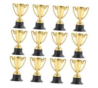 CONGARTENO 12 Pièces Lot de Trophées Plastique Doré avec Socle Noir Récompenses pour Garçon Fille pour Concours Scolaires et Cérémonies de Remise de Prix