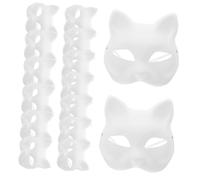 CONGARTENO 15 Pièces Masques de Chat Papier Blanc à Décorer DIY Masque Non Peint pour Carnaval Fête Anniversaire et Cosplay