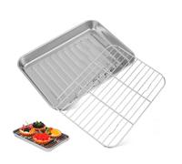 CONGARTENO 2 Ensembles Plaques de Cuisson Inox avec Four Incluse Plaques Pâtisserie Robustes Antiadhésives et Faciles à Nettoyer pour Rôtis et Biscuits
