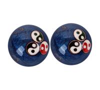 CONGARTENO 2 pièces Balles de Massage Feng Shui Baoding Émail Bleu avec Cloches Boules Exercice Chinoises Portables pour Femmes et Seniors Handballs Compacts de Fitness