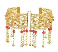 CONGARTENO 2 pièces Belly Dance Arm Chains Décoratives avec Clochettes Accessoire de Costume Élégant pour Danse Ventre Bracelet pour Danseuse Ornements de Danse Or et Perles