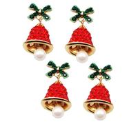 CONGARTENO 2 Pièces Boucles Oreilles Nœud et Clochettes de Noël Pendentifs Festifs Brillants pour Bijoux de Fête et Cadeaux de Saison