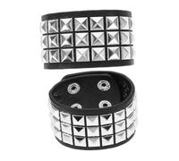 CONGARTENO 2 pièces Bracelets Punk Cuir PU Réglables Style Rétro Clouté pour Hommes et Femmes Accessoires Mode pour Fêtes Halloween et Concerts