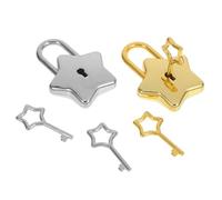 CONGARTENO 2 Pièces Cadenas Étoile Petit Cadenas de Valise et Cartable pour Journal Intime et Tirelire Accessoires DIY Or et Argent