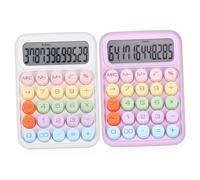 CONGARTENO 2 pièces Calculatrice de Bureau Mécanique avec Clavier Type Machine à Écrire Grand Écran LCD Couleur Blanche et Violette Calculatrice Simple et Fiable pour Comptabilité