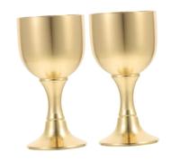 CONGARTENO 2 pièces Coupe Vintage Laiton Gobelet à Pied Délicat Résistant pour Communion et Décoration Liturgique